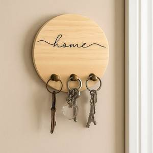 Natural Wooden <b>Key</b> <b>Hanger</b> Wall Organizer with Modern Multifunction Design 23x21cm for Living Room Kitchen Bathroom Office Decor - Product Image 6