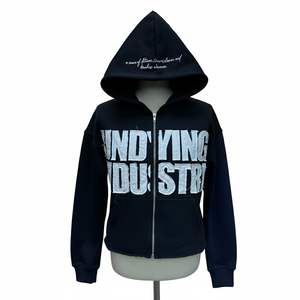 Sudadera con capucha de diseñador de alta calidad para hombre, con cremallera, estilo urbano, logotipo bordado personalizado, holgada, para invierno. - Product Image 1