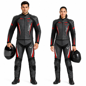 2026 Black Red Leather Motorcycle <b>Jacket</b> and Pants Set Protective Racing Riding Suit <b>Biker</b> Gear for Men Women - Product Image 1