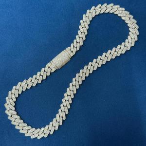Luxury Double V Link <b>Chain</b> Moissanite Diamond Hip Hop Necklace White Gold <b>Iced</b> <b>Out</b> Statement Jewelry for Men Women - Product Image 1