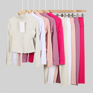 Ensemble de yoga personnalisé 2026 : veste courte zippée respirante, séchage rapide, haute élasticité, couleur unie + leggings - Product Image 3