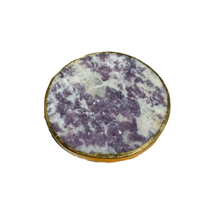 Posavasos de Lepidolita de Alta Calidad en Oferta, Posavasos Redondos de Piedra de Cristal para Bebidas, con Soporte para Café, para el Hogar - Product Image 1