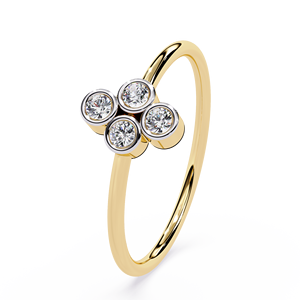 Anillo apilable de oro macizo de 14k para mujer con cuatro diamantes redondos engastados en bisel, ideal para regalo, compromiso, aniversario o boda. - Product Image 2