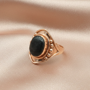 Natural Nuummite Gemstone <b>Ring</b> 925 Sterling Silver Rose Gold Yellow Gold Plated Vintage Handmade <b>Statement</b> Jewelry Gift for Men - Product Image 3