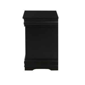 Modern Black Wooden Nightstand with Double Drawer, Solid Wood Bedside Table Storage Cabinet for Bedroom Furniture - Product Image 3