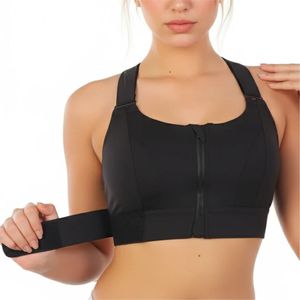 Soutien-gorge de sport Mawra noir à fermeture éclair avant, maintien élevé, sans coutures, col carré, pour l'entraînement et le yoga, vêtements de sport pour femmes - Product Image 1