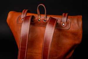 Sac à dos en cuir véritable à fermeture enroulable, sac à dos de voyage artisanal, sac pour ordinateur portable en cuir de vachette pour homme, couleur vintage marron clair LTBP-0097 - Product Image 4