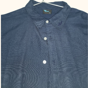 Chemise habillée bleue unie à manches longues pour homme, col rabattu, boutonnage intégral, 100 % coton popeline, idéale pour l'automne - Product Image 6
