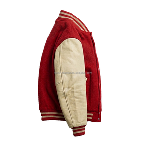 Veste d'université en laine personnalisée pour hommes K-VJ-157 rouge kaki col montant style Letterman du lycée et du collège pour l'hiver - Product Image 2