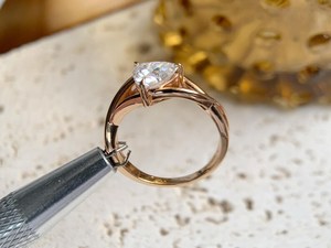 Moissanite 1CT Triangle Cut Eye Shapes Solitaire <b>Ring</b> Original <b>925</b> <b>Silver</b> <b>With</b> Gold Plated Fine Romantic Style Gift For Lovers - Product Image 4