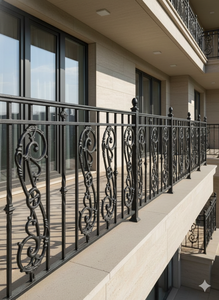 Architectural 10mm Thick Spiral Cast <b>Iron</b> Staircase Railing 31.75" High Modern Decorative Frameless Rust/Water Handrail Balcony - Product Image 1