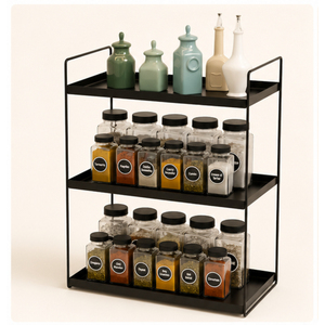 3-Tier Metal Spice <b>Rack</b> Organizer for <b>Kitchen</b> Countertop Standing Seasoning Shelf Space-Saving Pantry <b>Storage</b> <b>Rack</b> for Jars - Product Image 1