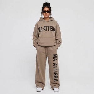 Conjunto Deportivo Personalizado para Mujer, Sudadera Holgada con Capucha y Pantalones Anchos, Estampado Gráfico, Ropa Casual Urbana - Product Image 1