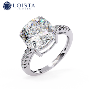 lab grown diamond solitaire engagement ring for women Gold side <b>stone</b> custom lab created diamond jewelry - Product Image 3