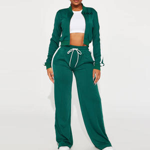 Conjunto Deportivo de Algodón para Mujer, Color Verde Oliva, con Capucha, Chaqueta Impermeable con Cremallera, Forro Polar, Secado Rápido, Pantalones Anchos - Product Image 1