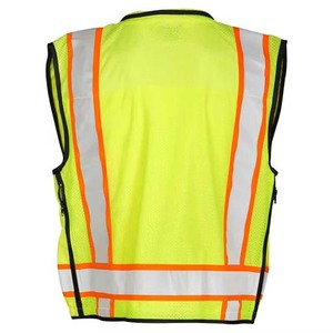 Chaleco reflectante de alta visibilidad sin mangas, ropa de trabajo fluorescente amarilla sin mangas con cremallera frontal y bolsillos - Product Image 5