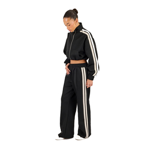 Conjunto Deportivo de 2 Piezas para Mujer, Color Negro, Estilo Hip Hop, Corte Regular, Transpirable, con Capucha, Largo hasta la Rodilla, Tejido de Punto, Spandex/Poliéster, Otoño - Product Image 6