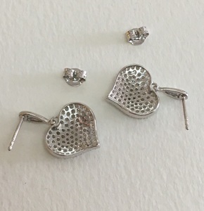 1.63 Cttw Round Cut White Natural Diamond Heart Shape Dangle <b>Earrings</b> for Women in 925 Sterling Silver, Push <b>Back</b>, Prong Setting - Product Image 2