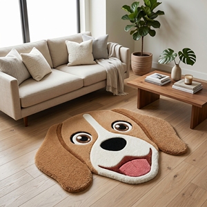 Alfombra de Peluche con Diseño de Cara de Perro, Tapete Suave para Mascotas, Forma Novedosa para Habitación Infantil - Product Image 2