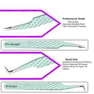 Las pinzas de extensión de pestañas más vendidas, venta al por mayor, mango de agarre de diamante de etiqueta privada, pinzas de pestañas de volumen ruso - Product Image 5