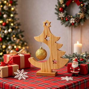 Offre Spéciale : Décoration de Noël en Bois pour Table – Arbre de Noël de Table pour la Maison, le Bureau, Centre de Table Festif et Présentation de Fêtes – Disponible à la Vente - Product Image 6