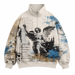 Custom Lined Oversized Athletic Half Zip Quarter Zip Pullover Sweatshirt Eco-Friendly Anti-shrink <b>Moisture</b> Control Gym Running - Product Image 1