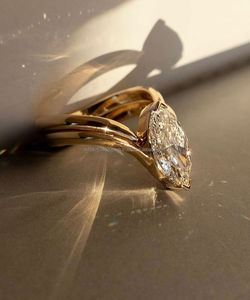 Bague de fiançailles/mariage vintage en or jaune 14 carats avec diamant de culture IGI/GIA, or blanc fin unisexe, pour anniversaire, digne d'une fête - Product Image 4