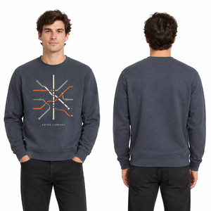 Sudadera Personalizada OEM en Gris Pizarra Oscuro con Diseño Retro de Mapa de Transporte Público, Líneas de Metro y Gráficos de Metro - Product Image 4