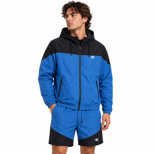 OEM Windbreaker Shorts Set Rhinestone Logo Racer <b>Jacket</b> Nylon Custom Shell Fabric Casual <b>Utility</b> Sportswear OEM <b>jacket</b> for <b>men</b> - Product Image 4