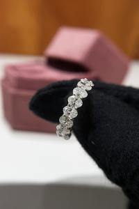 Lab Grown Oval Cut Diamond Half Eternity Band Unique Ring For Women's 10k Yellow Gold Wedding Promise Charms For <b>Girlfriends</b> - Product Image 1