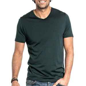 T-shirt pour homme en laine mérinos de haute qualité, col en V, été, vêtements pour homme, stock en gros, t-shirts d'été pour homme, manches courtes, respirant - Product Image 3