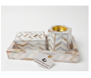 Cadeaux Ramadan & Eid cadeaux Mubkhar ensemble de plateaux d'incrustation d'os avec boîte et brûleur d'encens Bakhoor couleur os cadeaux - Product Image 1