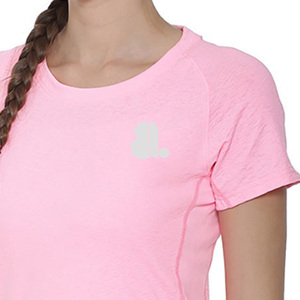 Women's <b>Pink</b> Regular Fit O-Neck Short Sleeve T-Shirt Logo Casual Knitted 100% Organic Cotton Eco-Friendly Top Spring Summer Wear - Product Image 5