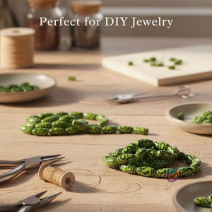 ลูกปัดรูปไข่ลายผสมสีเขียวหรูหรา |   แก้วแลมป์เวิร์คคุณภาพสูง เงางาม ขนาด 12-28 มม. สำหรับทำสร้อยคอและงานฝีมือ - Product Image 5