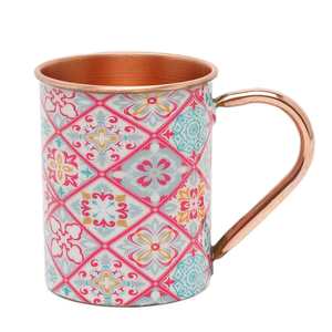 Taza de cobre con estampado de azulejos marroquíes y patrón geométrico colorido, vajilla de diseño para el hogar, cafetería, hotel y regalos. - Product Image 2