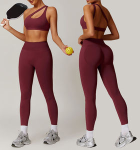 Ensemble de yoga pour femme 2026 – Léger, uni, avec logo frontal – Tenue de sport 2 pièces sans couture pour fitness et yoga – Couleurs et logo personnalisables - Product Image 1