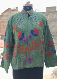 Nueva Chaqueta de Algodón Corta con Bordado Suzani Hecho a Mano para Otoño/Invierno/Primavera, Ropa de Mujer, Cuello Mandarín, ODM - Product Image 2