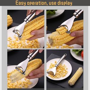 2 Piezas Cortador y Pelador de Maíz Ergonómico de Acero Inoxidable Premium, Herramienta Desgranadora de Mazorca para Cocina - Product Image 4