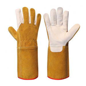 Gants de soudage pour usage personnel, flexibles, antidérapants, en peau de mouton et cuir de vachette, blancs, gris, en coton, sans latex - Product Image 4