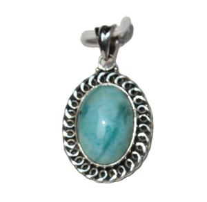 Compre colgante de piedras preciosas de Plata de Ley 925 hecho a mano, ajuste de bisel de Larimar sin tratar, colgantes y dijes de moda de cabujón ovalado - Product Image 5