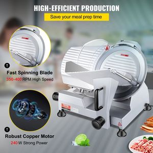 Rebanadora de Carne Eléctrica Comercial de 240 W, Rebanadora de Alimentos con Cuchilla de Acero al Carbono de 10 Pulgadas, 350-400 RPM para Carne - Product Image 5