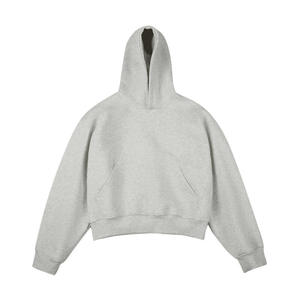 เสื้อฮู้ดครอปสีเทาแบบยูนิเซ็กซ์ ผ้าฝ้ายเฟรนช์เทอร์รี่ สีพื้น ทรงโอเวอร์ไซส์ มีกระเป๋า ดีไซน์ลำลอง ใส่ได้ในฤดูใบไม้ร่วง - Product Image 1