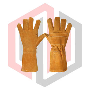 Gants de soudeur en cuir fendu, résistants à la chaleur, 16 pouces, sans silicone, pour soudeurs TIG/MIG, barbecues, pompiers, anti-coupure - Product Image 1