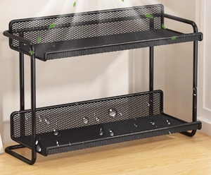 Kitchen Countertop Storage Rack 2 Tier <b>Adjustable</b> Rolling Organizer <b>Shelf</b> for Cookware Tea Supplies Dry Goods - Product Image 2