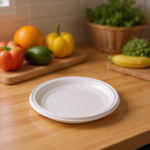 Plateau rond réutilisable en plastique de 20,5 cm 1001R PLATO LLANO pour le stockage et le transport des aliments, disponible en Blanc et Rouge - Product Image 2