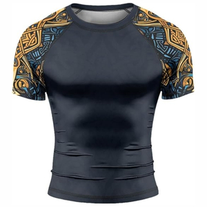 เสื้อรัดกล้ามเนื้อแขนสั้น MMA BJJ คุณภาพดีที่สุดสำหรับผู้ชาย แบบสวมกระชับ แห้งเร็ว ป้องกันรังสียูวี ลายพิมพ์แบบซับลิเมชั่น สำหรับฝึกซ้อม - Product Image 4