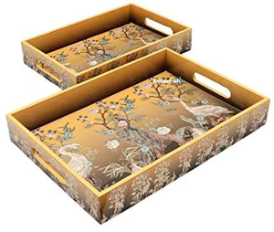 Plateau de service carré en MDF artisanal au design moderne, avec poignée décorative écologique, pour le service du café et du thé, prix de gros - Product Image 1