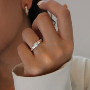 IGI/GIA Lab Grown Cut Diamond Vintage 14k Jaune Bague de mariage/fiançailles unisexe en or blanc fin Bague d'anniversaire digne de fête - Product Image 1