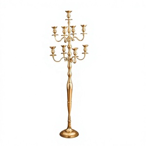 Grand chandelier en aluminium doré fait main, résistant à la chaleur, sans plomb, 9 lumières, porte-bougie, décoration pour la maison, l'hôtel et les mariages - Product Image 1