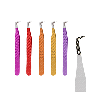 Professional Japanese Stainless Steel Diamond Grip Eyelash Tweezers With Pointed Tip Customizable Private Label - Product Image 1
